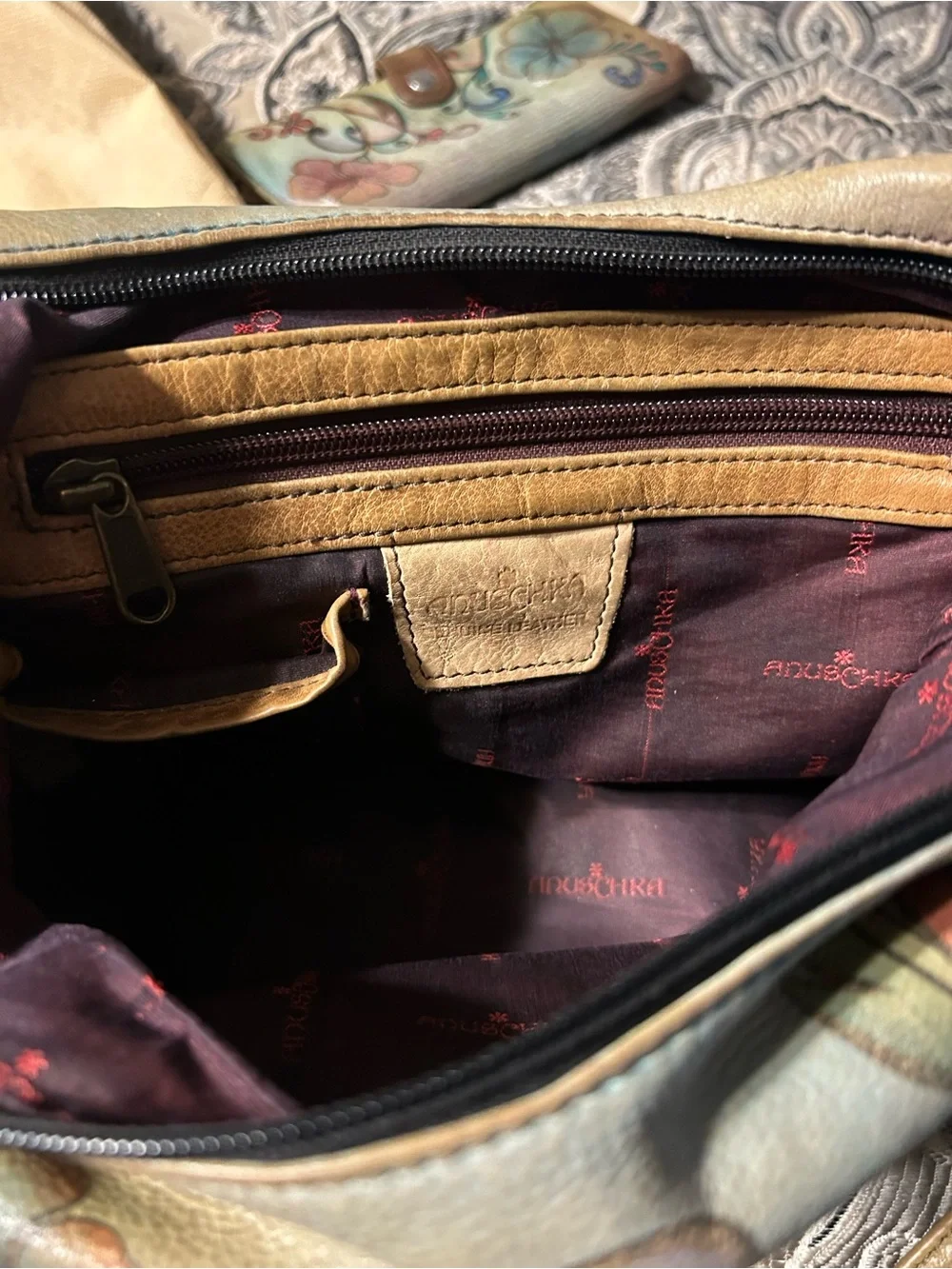 Anuschka Hand-Painted Floral Leather Hobo Bag in Multi/Tan